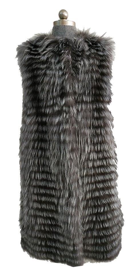 Winter Fur Ladies Natural Silver Genuine Fox Fur Vest 18V08SV.